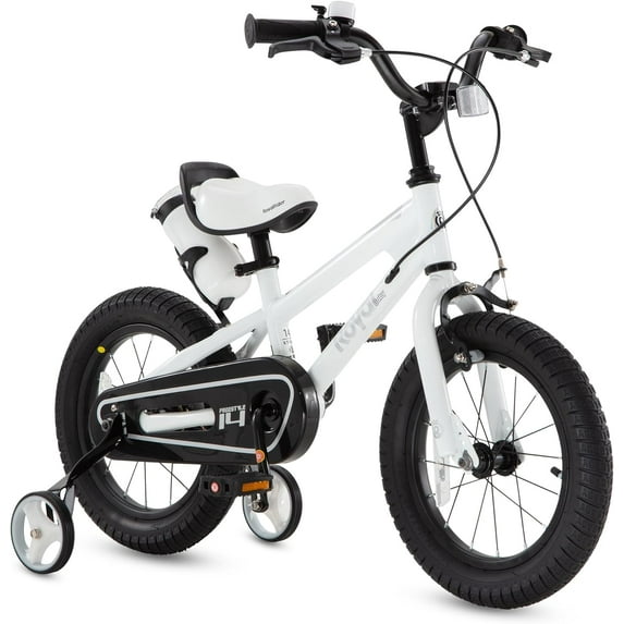 Royalbaby Boys Girls Kids Bike 12 In BMX Freestyle White 2 Hand Brakes Bicycles with Training Wheels Child Bicycle