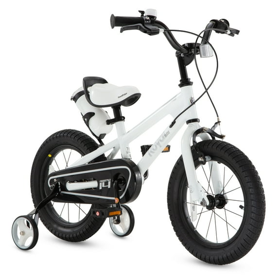 Royalbaby Boys Girls Kids Bike 16 In BMX Freestyle White 2 Hand Brakes Bicycles with Training Wheels Child Bicycle