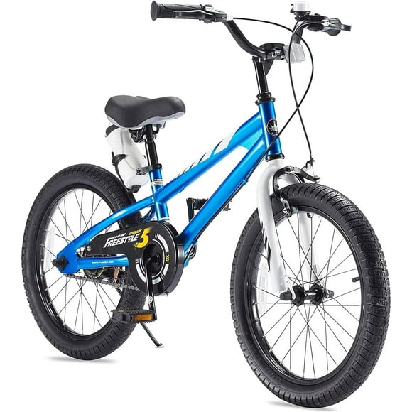 Royalbaby Freestyle 18 In Blue Kids Bike Boys and Girls Bike with Kickstand and Water Bottle