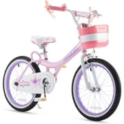 Royalbaby Jenny Girls and Kids 18 In. Childrens Beginner Bicycles with Training Wheels Basket, EI Pink