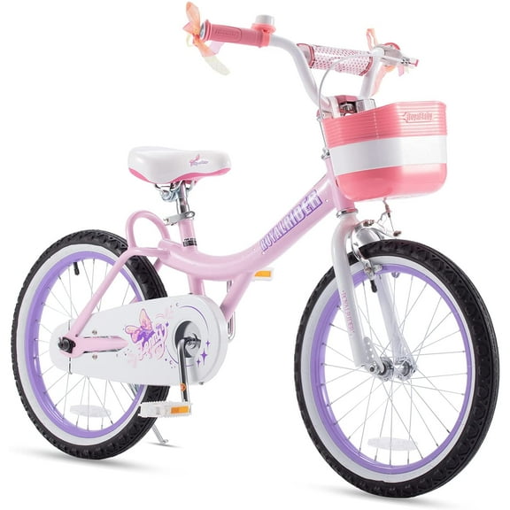 Royalbaby Jenny Girls and Kid's 18 In. Children's Beginner Bicycles with Training Wheels Basket, EI Pink