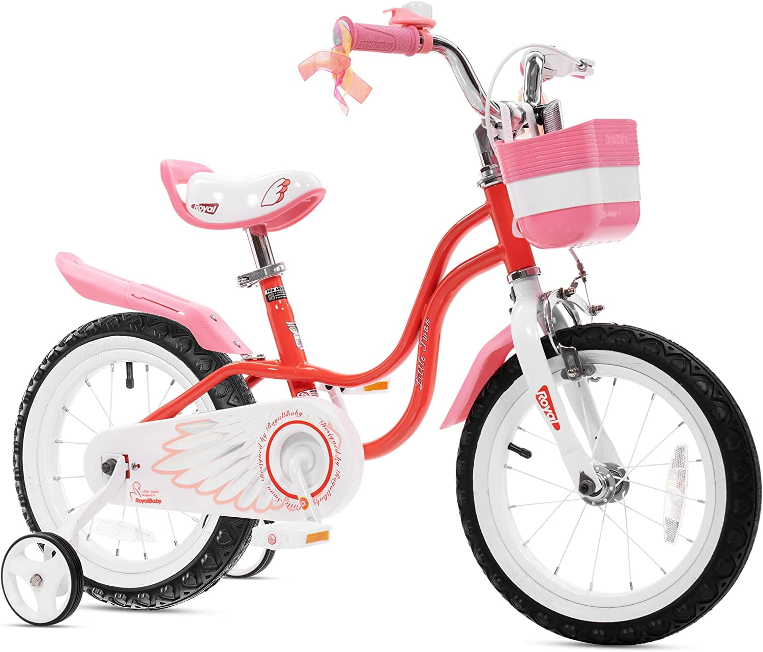 Royalbaby Little Swan Red 14 Girl’s Bicycle with Training Wheels and Basket Sansujyuku sansujyuku.com