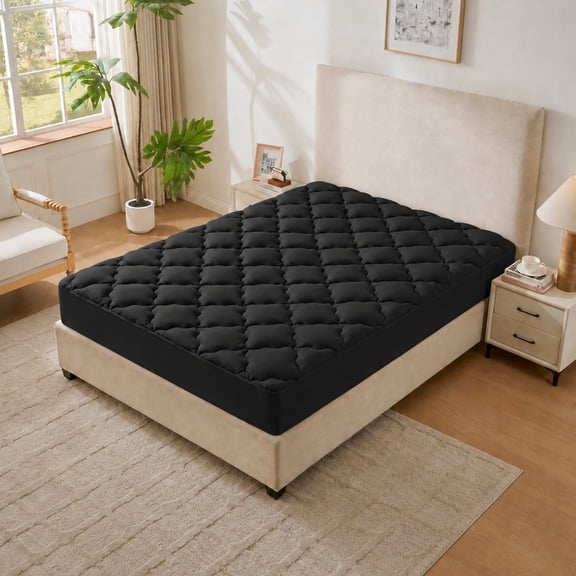 Royalbear Twin Size Quilted Fitted Mattress Topper Pad, Soft Fluffy Protector with 8-21" Deep Pocket, Machine Washable，Gray
