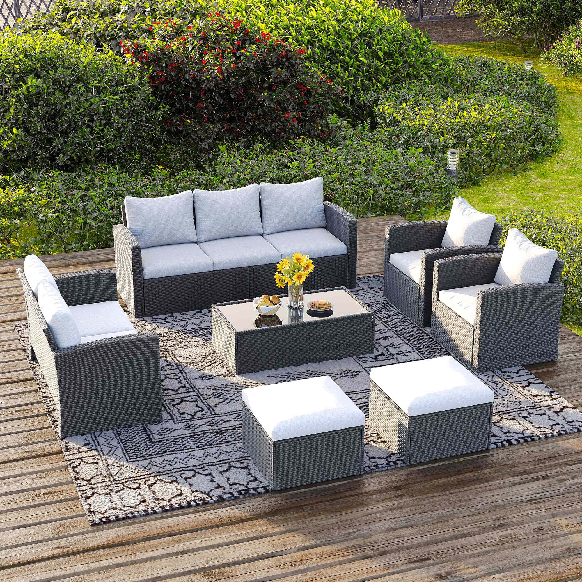 Royalcraft 10 Pieces Patio Furniture Set, All Weather PE Wicker Rattan