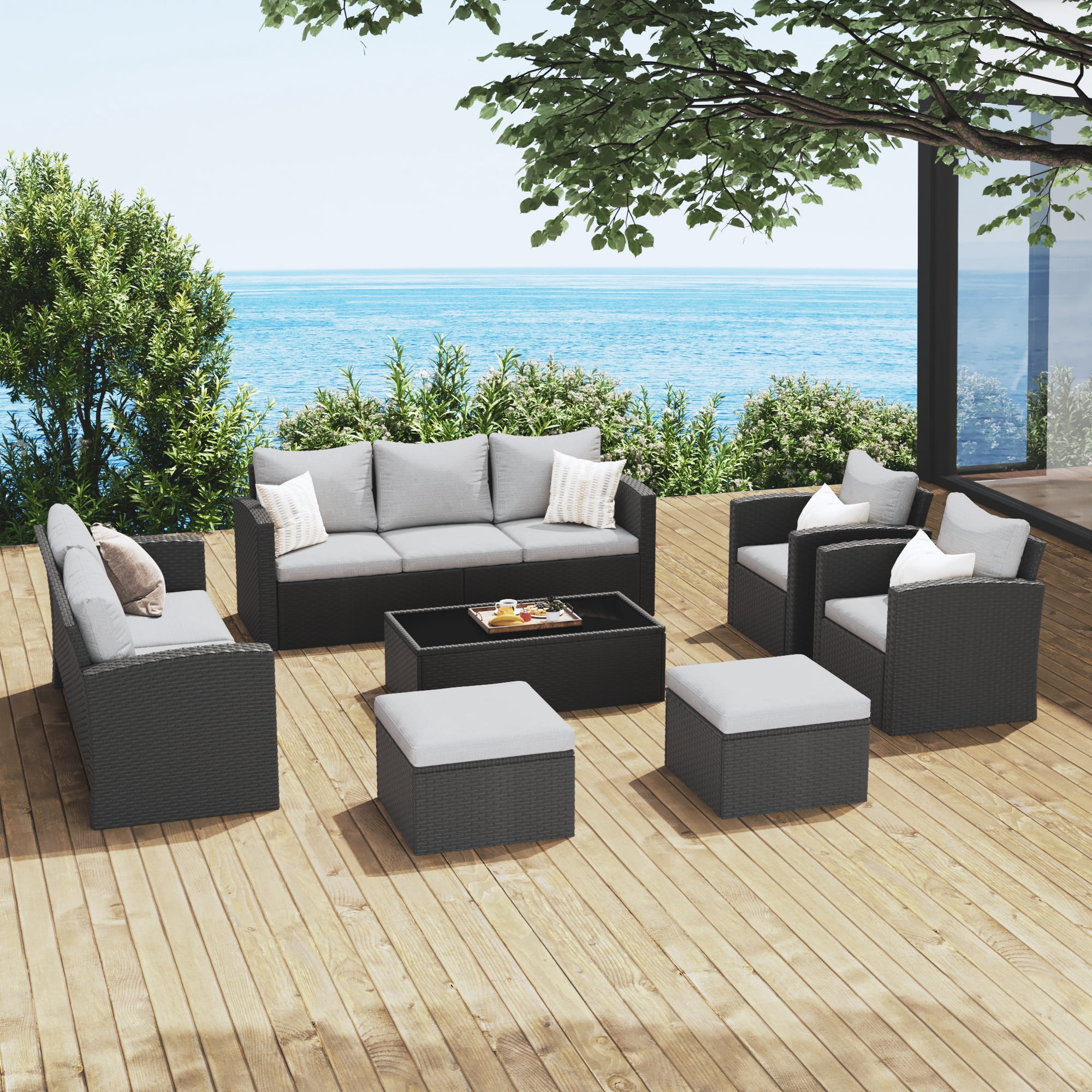 Royalcraft 10 Pieces Patio Furniture Set, All Weather PE Wicker Rattan