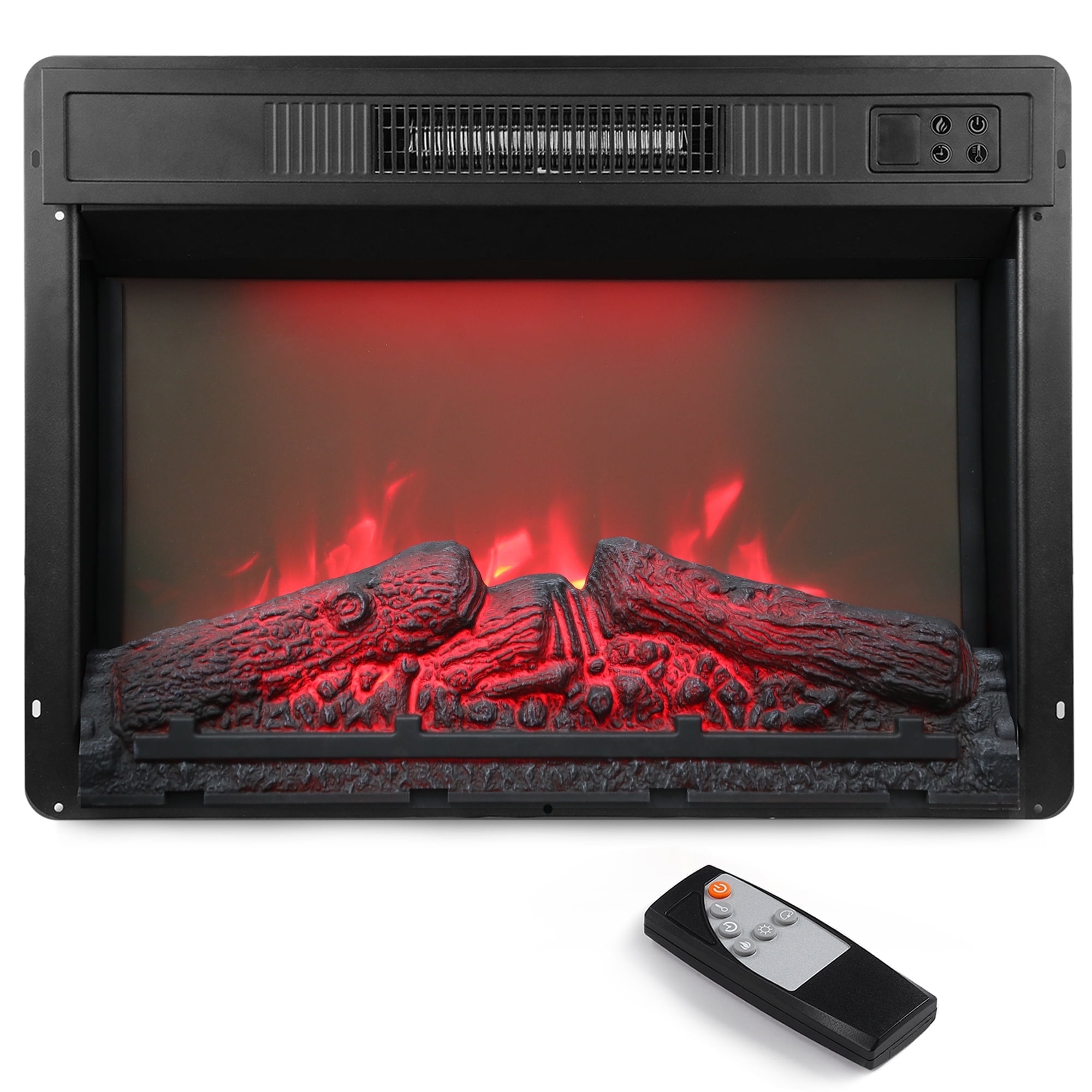 Mayincolor 23" Electric Fireplace for TV Stand, Built-in Fireplace Heater with Multicolor Flames and Timer, 1400W Insert Heater with Remote Control, Low Noise, Black