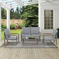 thumbnail image 1 of Royalcraft 4 Piece Outdoor Furniture Patio Conversation Sets, Metal Loveseat and Chairs with Tables,8 Cushions,Grey, 1 of 10