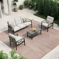 thumbnail image 1 of May in color 4 Steel Water-resistant Outdoor Conversation Sets with Armchair and Sofa, Black/Grey, 1 of 7