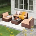 thumbnail image 1 of Royalcraft 5 Pieces Outdoor Patio Furniture All-Weather Patio Conversation Set Wicker Sectional Sofa with Table and Beige Cushions, 1 of 8