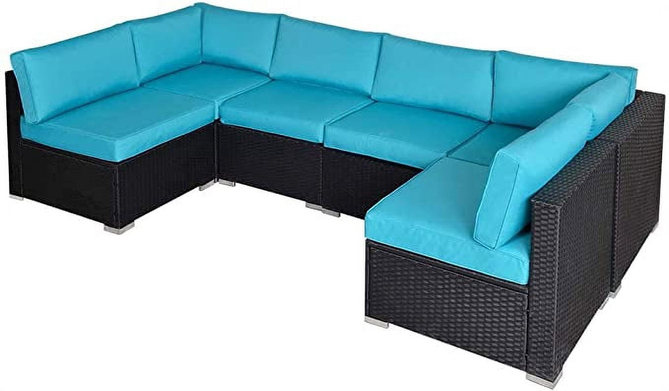 Royalcraft 6 Pieces PE Black Patio Outdoor Furnitures Set,Patio Sofa