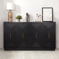 thumbnail image 1 of May in Color 60" Large Buffet Cabinet with Storage, Fluted Sideboard with Doors and Adjustable Shelves, for Kitchen, Dining Room, Living Room, Black, 1 of 8