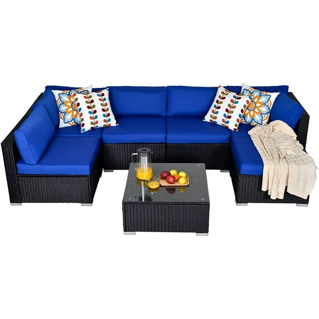 Royalcraft 7 Pieces Outdoor Conversation Set, AllWeather Wicker Rattan