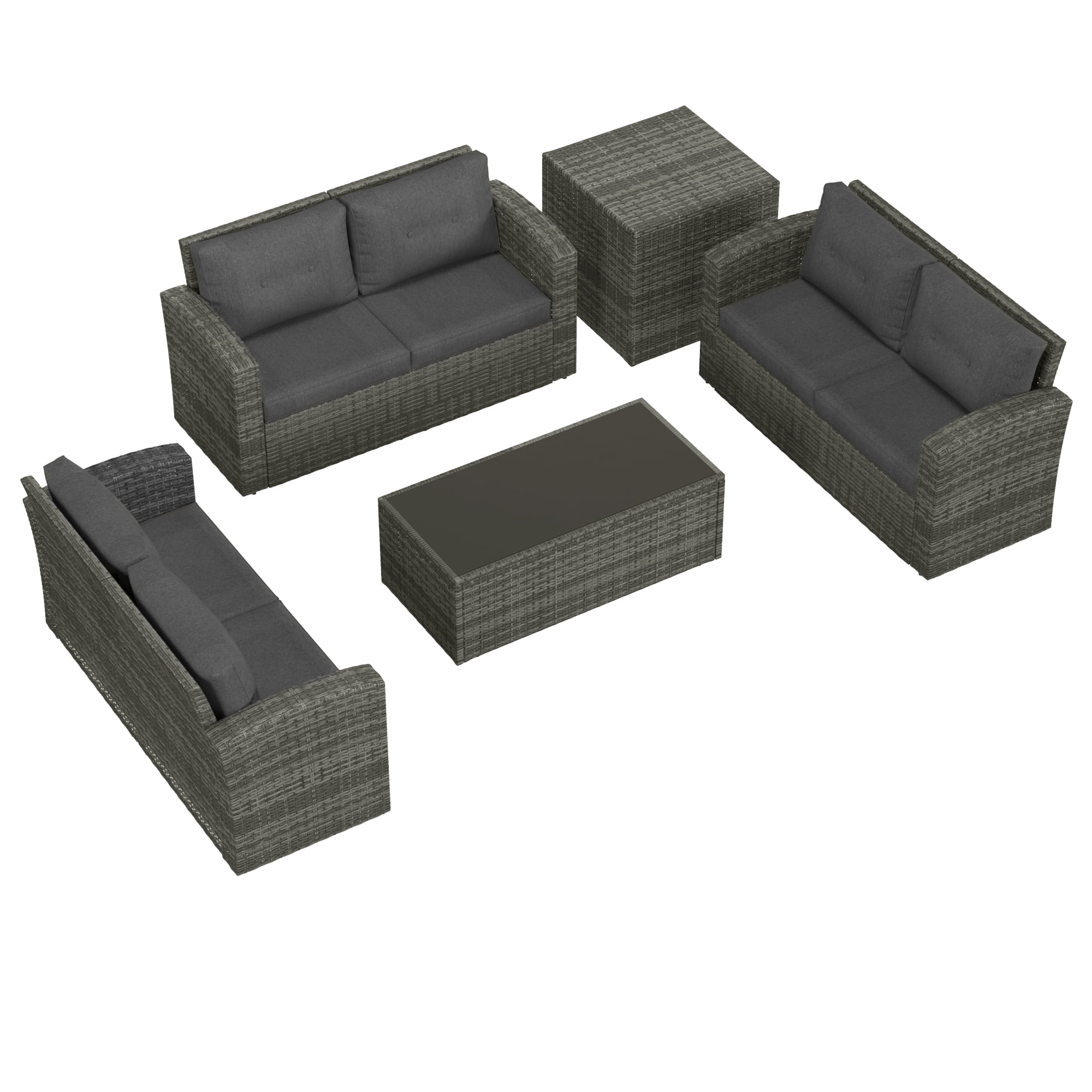 Royalcraft 8 Pieces Patio Furniture Set, All Weather Grey PE Wicker