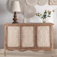 thumbnail image 1 of May in Color Accent Cabinet with 3 Carved Doors, Vintage Sideboard Buffet Cabinet with Shelves, for Kitchen, Dining Room, Living Room, Bedroom, Natural, 1 of 8