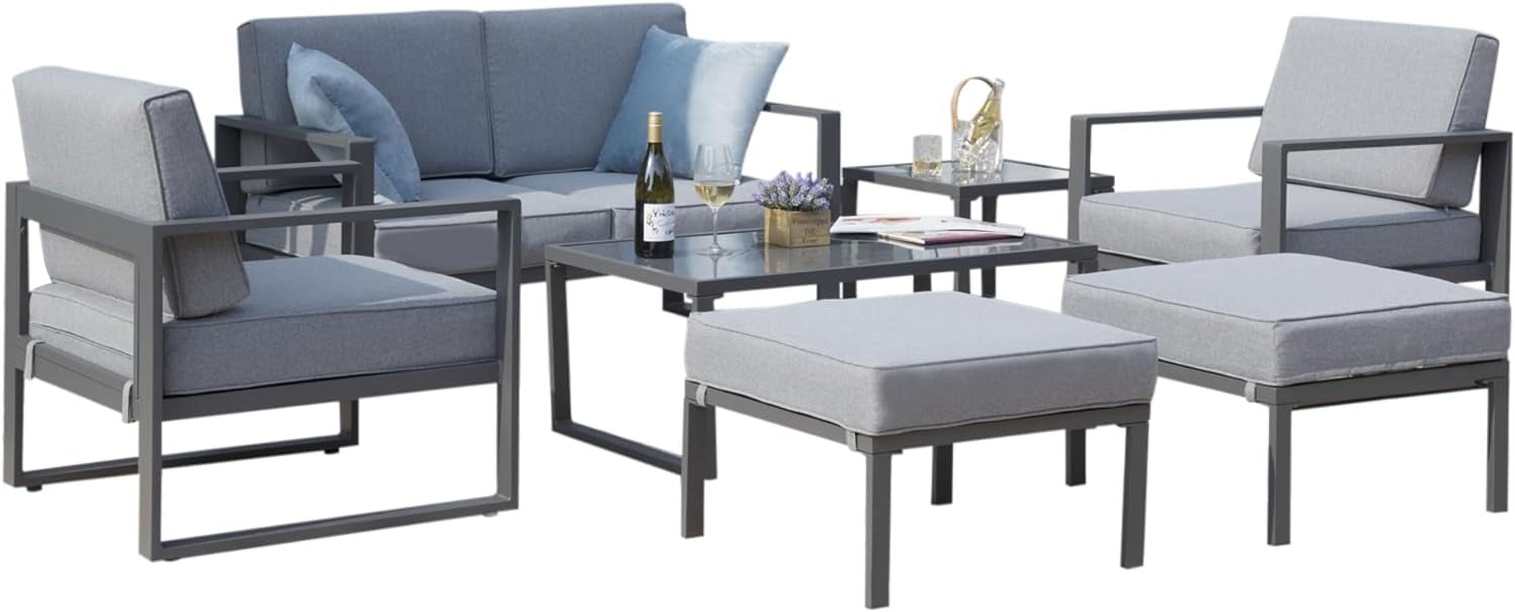 Royalcraft Aluminum Patio Furniture Set, 7 Pieces Modern Patio Conversation Sets with Coffee