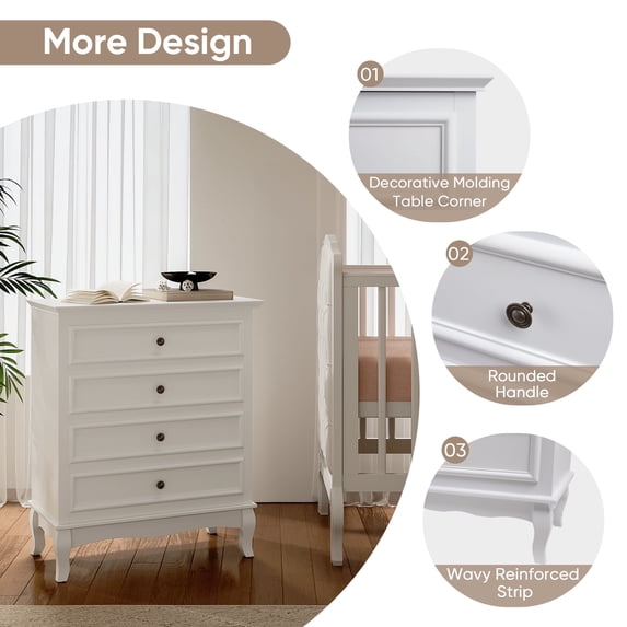 RoyalCraft 4 Drawer Dresser, Screwdriver & Female Screw Accessories