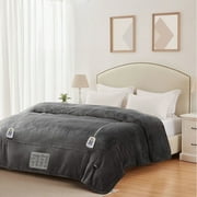 Royalcraft Electric Blanket King Size with Dual Control, 10 Heating Levels& 12 hours Auto-off, Overheat Protection, Grey