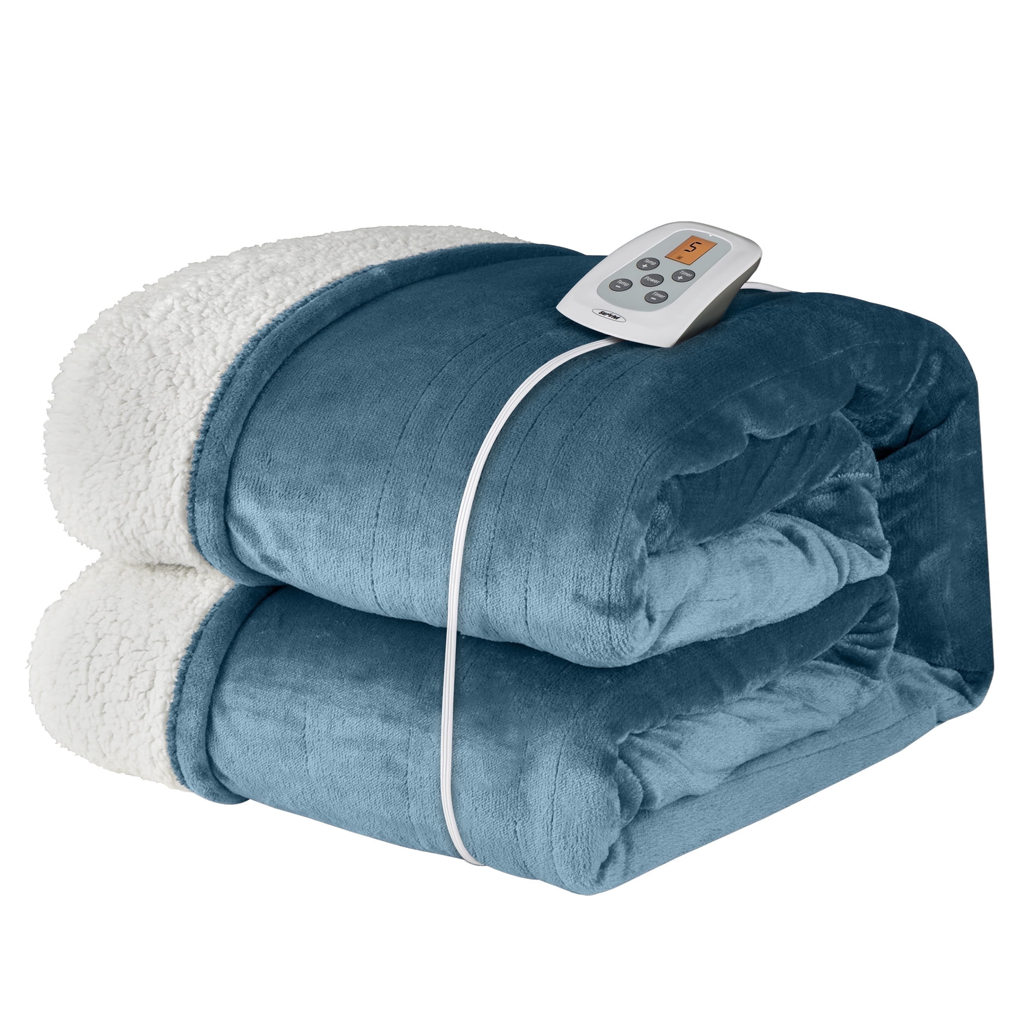 Mayincolor Electric Heated Blanket, 84" x 62" Twin Size Electric Blanket with 10 Heating Levels and 12 Hours Auto-Off, Soft Flannel Blanket with ETL Certification,Blue