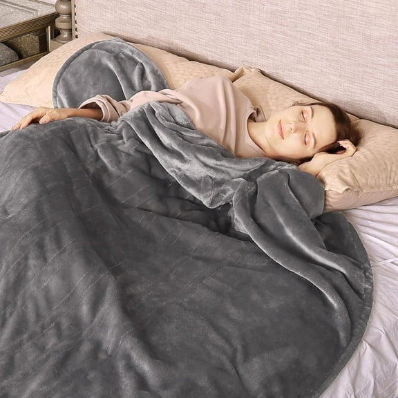 Mayincolor Electric Heated Blanket, 84" x 62" Twin Size Electric Blanket with 10 Heating Levels and 12 Hours Auto-Off, Soft Flannel Blanket with ETL & FCC Certification, Grey