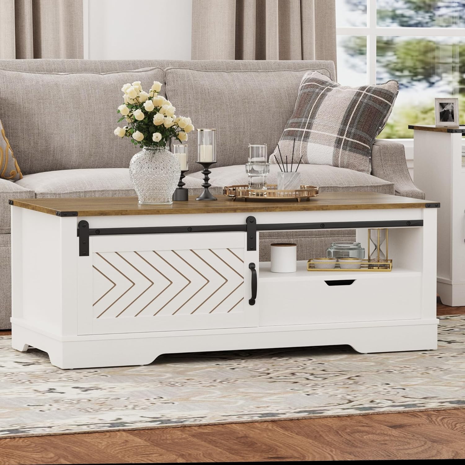 Dark oak coffee table with sales storage
