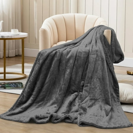 Royalcraft Heated Blanket Throw, Electric Blanket Throw 50" x 60", Double-Layer Flannel with 4 Heating Settings, 4 Hours Auto Off, Machine Washable, Grey