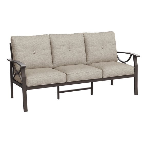 May in color Metal Outdoor Couch, All-Weather Metal Patio 3-seat Sofa with Soft Thick Cushions, Patio Sofa Couch for Porch Backyard Garden, Grey