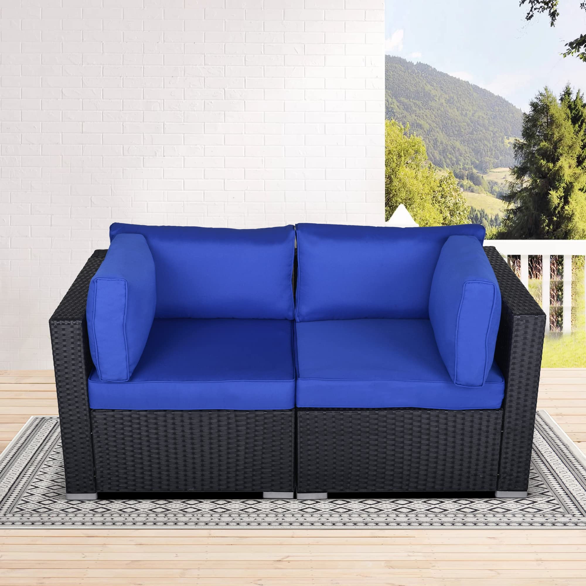 Royalcraft Outdoor Loveseat Patio Furniture Corner Sofa,2 Piece Wicker