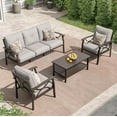 thumbnail image 1 of Royalcraft Outdoor Patio Furniture Set, 6 Piece Patio Conversation Set with Coffee Table and Ottomans, Metal Furniture Set for Porch Backyard Garden, Grey, 1 of 6