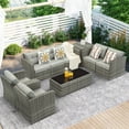 thumbnail image 1 of Royalcraft Outdoor Patio Furniture Set,9 Pieces Outdoor Sectional Wicker Sofa PE Rattan Conversation Sets with Non-slip Cushions,Aluminum Frame,Grey, 1 of 7