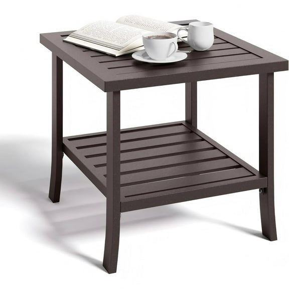 May in color Outdoor Side Table, All-Weather Wood Rectangular Patio Side Table Patio Tables for Porch Backyard Garden, Coffee