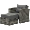 thumbnail image 1 of Royalcraft Outdoor Wicker Furniture Single Chair with Ottoman, All-Weather Grey Rattan Outdoor ArmChair Sofa Set with Dark Grey Non-Slip Cushions,Aluminum Frame, 1 of 7