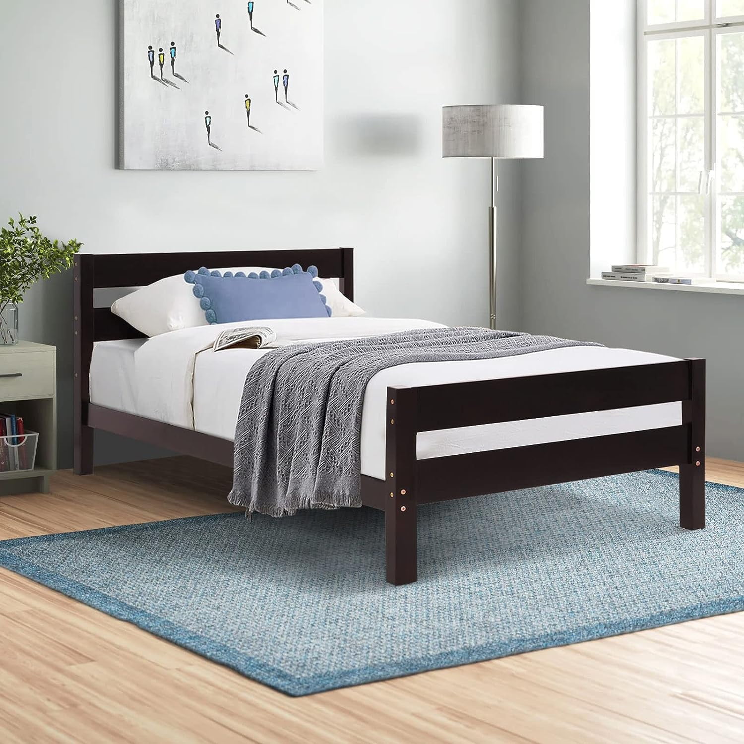 Royalcraft Twin Bed, Wood Frame with Headboard and Footboard for