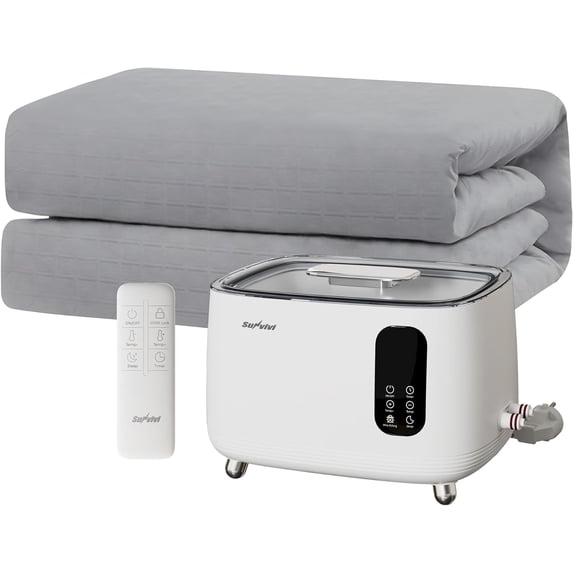 Royalcraft Water Heated Mattress Pad, 77" x 69" Water Heated Bed Warmer, Non-Electric Water Heating Mattress Topper with Remote Temperature Control and Large Tank, Machine Washable