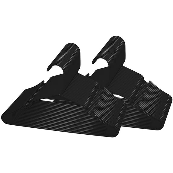 ROYALE 40 Pack Black Plastic Hangers for Clothes - Heavy Duty Plastic Clothes Hanger Ideal for Everyday Standard Use - Lightweight & Space Saving Notched Plastic Hangers -Slim & Sleek Shoulder Groove