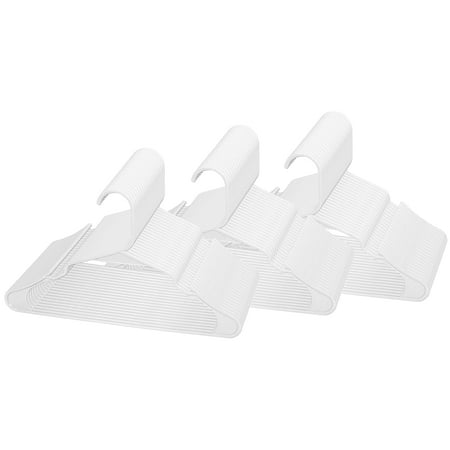 Royale 60 Pack White Plastic Hangers For Clothes - Heavy Duty Plastic Clothes Hanger Ideal For Everyday Use - Lightweight & Space Saving Notched Plastic Hangers - Slim & Sleek Shoulder Groove