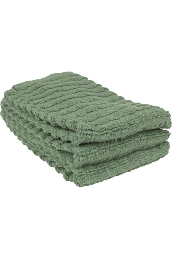 Royale Collection 100% Combed Terry Cotton, Highly Absorbent, Kitchen Dish Cloth Set, 13-3/4" x 12", 3-Pack, Solid, Juniper