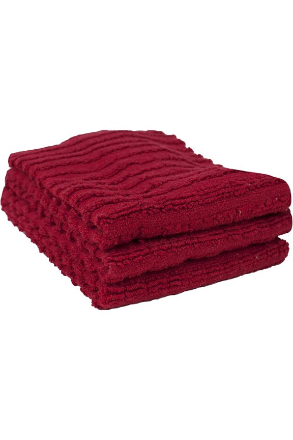 Royale Collection 100% Combed Terry Cotton, Highly Absorbent, Kitchen Dish Cloth Set, 13-3/4" x 12", 3-Pack, Solid, Paprika