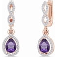 thumbnail image 1 of Royale Collections 1.15 Ctw Pear Cut Purple Amethyst Engagement Drop Earrings 14K Rose Gold Plated 925 Sterling Silver, 1 of 2