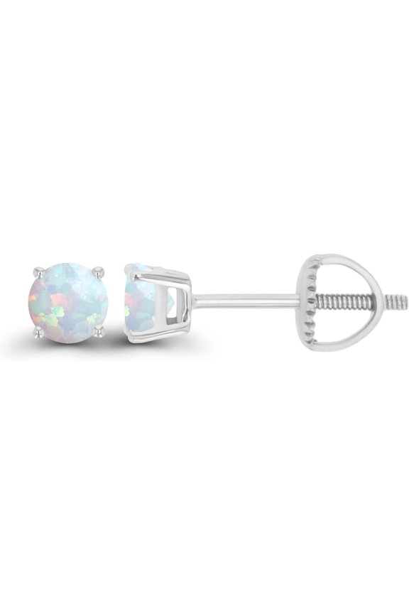 1.15 Ctw Round Cut Fire Opal Engagement Stud Earrings 14K White Gold Plated
