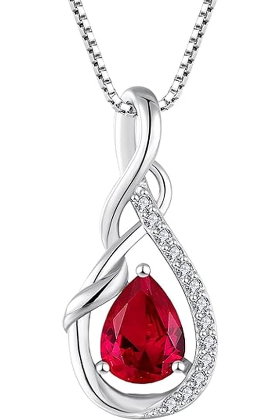 1.45 Ct Pear Cut Red Ruby Womens Pendant With Chain 14K White Gold Plated 925 Sterling Silver