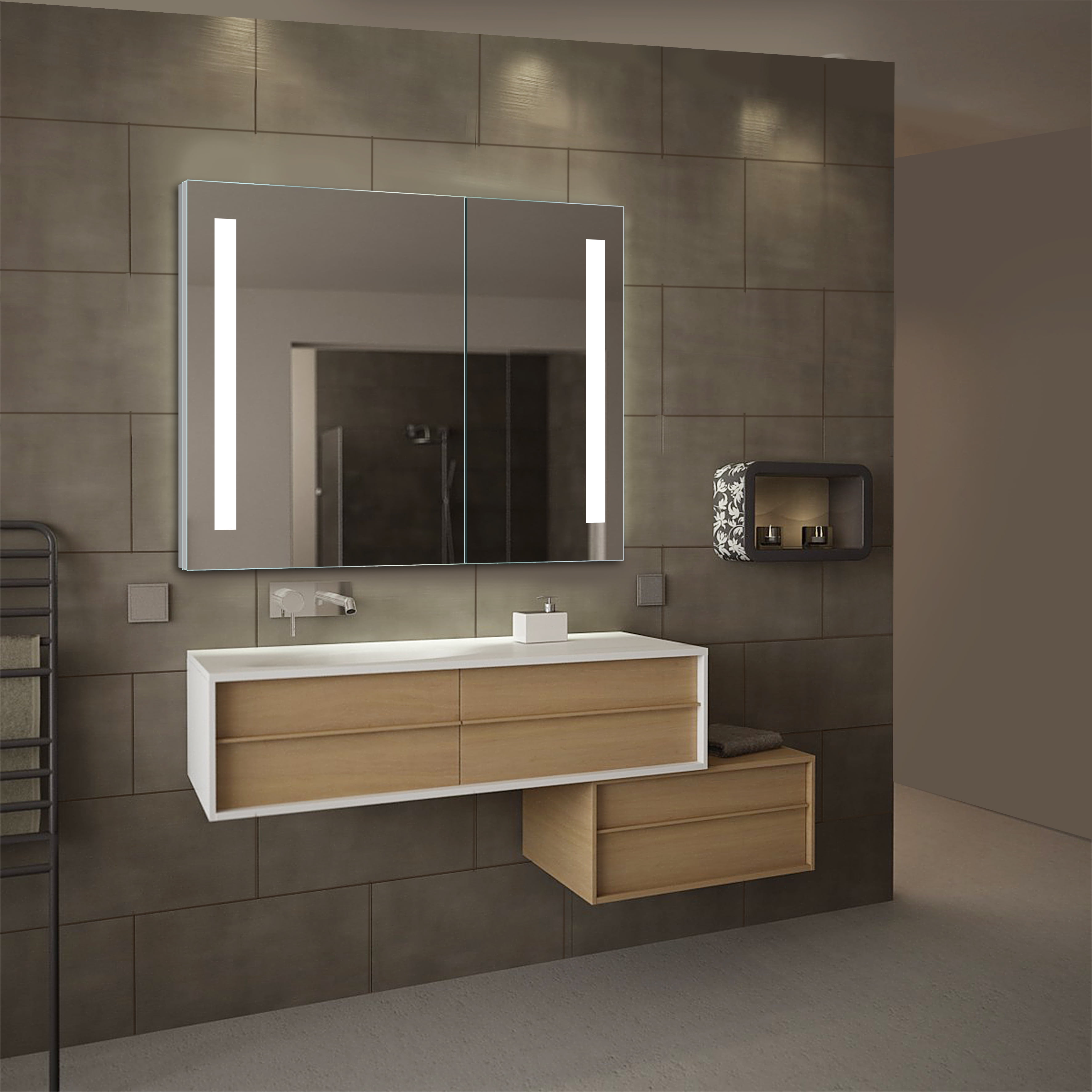 Royale Aluminum LED Lighted Bathroom Mirror Cabinet
