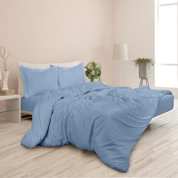 ROYALE Lake Blue Duvet Cover King Size - Washed Duvet Cover Set, 3 Piece Double Brushed Duvet Covers with Button Closure - 1 Duvet Cover 104x90 inch and 2 Pillow Shams - Comforter Cover