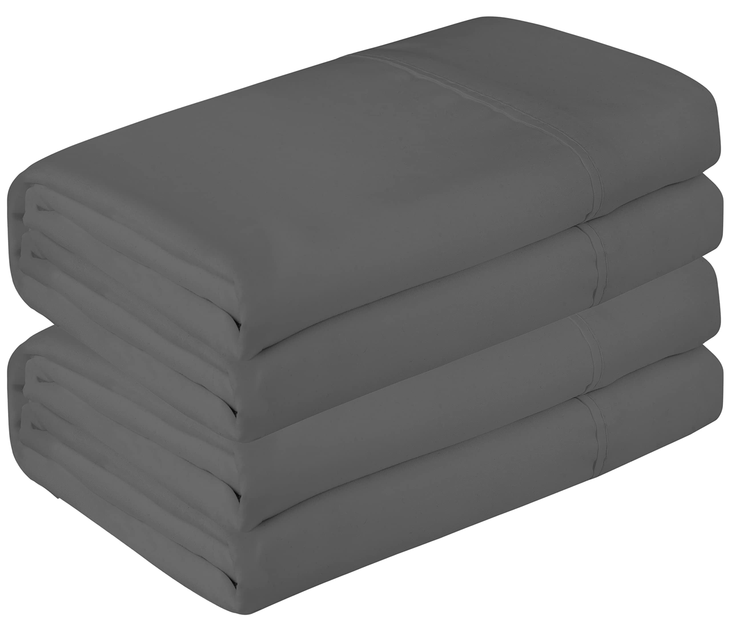Twin XL Charcoal Microfiber Flat Sheet Set