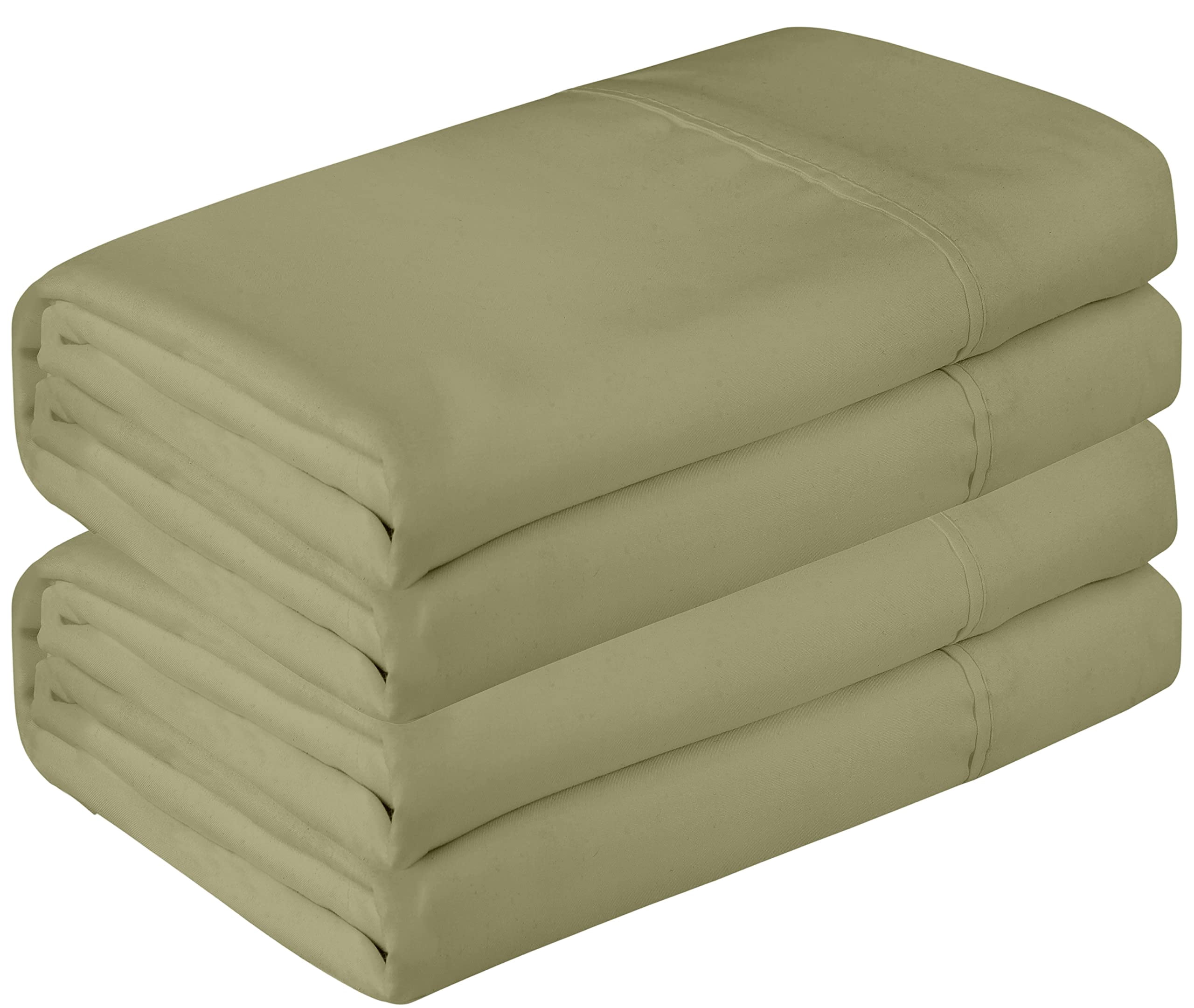 Mocassi Twin XL Flat Sheet - 1800 Premier Cooling Microfiber Sheet In Sage Green, Wrinkle & Stain Resistant