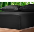 thumbnail image 1 of Royale Linen Bamboo Viscose Fitted Sheet Full Only Cooling Full Size Fitted Sheets Deep Pocket Up to 16" Organic Viscose Derived from Bamboo - Breathable & Silky Bottom Sheet (54x75 Inch, Black), 1 of 9