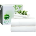 thumbnail image 1 of Royale Linen Bamboo Viscose Queen Sheet Set - Cooling Bed Sheet Set - 1 Fitted, 1 Flat & 2 Pillowcase - Fits Up to 16" -Organic Viscose Derived from Bamboo - Bedding Sheet & Pillowcase (Queen, White), 1 of 9