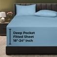 thumbnail image 1 of Royale Linen Extra Deep Pocket Full Fitted Sheet Only- Soft Lake Blue Full Size Fitted Sheet Deep Pocket - Fits 18 inch to 24 inch Thick Mattress - Fitted Sheet Only - Elastic Sheet (Full, LakeBlue), 1 of 9