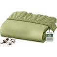 thumbnail image 1 of Royale Linens 100% Organic Cotton Fitted Sheet - Percale Weave - Super Soft Deep Pocket Bottom Sheets - Sage Green Elastic Sheet Full Size - Full Fitted Sheets Only - (54"x75"+15", Sage Green), 1 of 9
