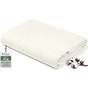 Royale Linens 100% Organic Cotton King Flat Sheet Only - Super Soft - Percale Top Sheets - King Flat Sheet Sold Separately - Breathable, Cool & Crisp Ivory Sheets Only 105" x 102", Ivory