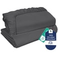 thumbnail image 1 of Royale Linens 2 Pack Fitted Sheet Elastic Sheets Full Fitted Sheet Only Soft & Breathable - Brushed 1800 Microfiber - Stain Resistant - Hotel Quality Deep Pocket Stretches Up to 16" (Full, Grey), 1 of 9